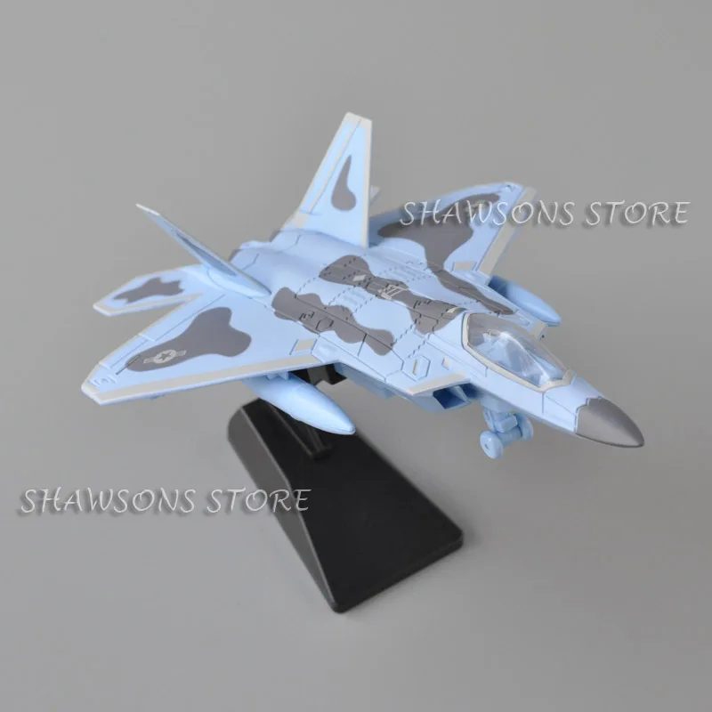 1:87 Scale Diecast Model Plane Toys US F-22 Raptor Jet Fighter Aircraft Miniature Replica Pull Back With Sound & Light