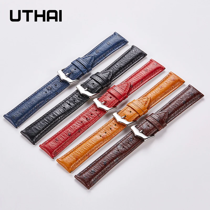 

UTHAI P43 watchband For Samsung Galaxy Watch Active 2 Double-sided leather strap Waterproof calfskin soft 22mm watch band