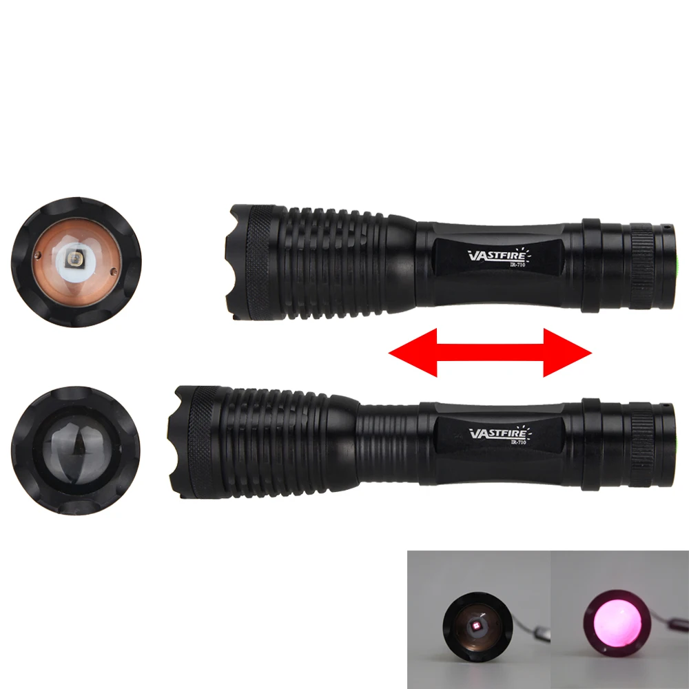 Linterna de caza de enfoque con zoom, luz LED táctica de radiación infrarroja, lámpara IR, visión nocturna, Rifle, arma, 5W, 940nm