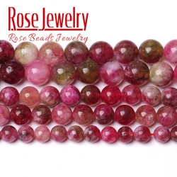 Natural Colorful Tourmaline Beads Round Loose Jade Stone Beads For Jewelry Making DIY Charms Bracelets Accessories 15