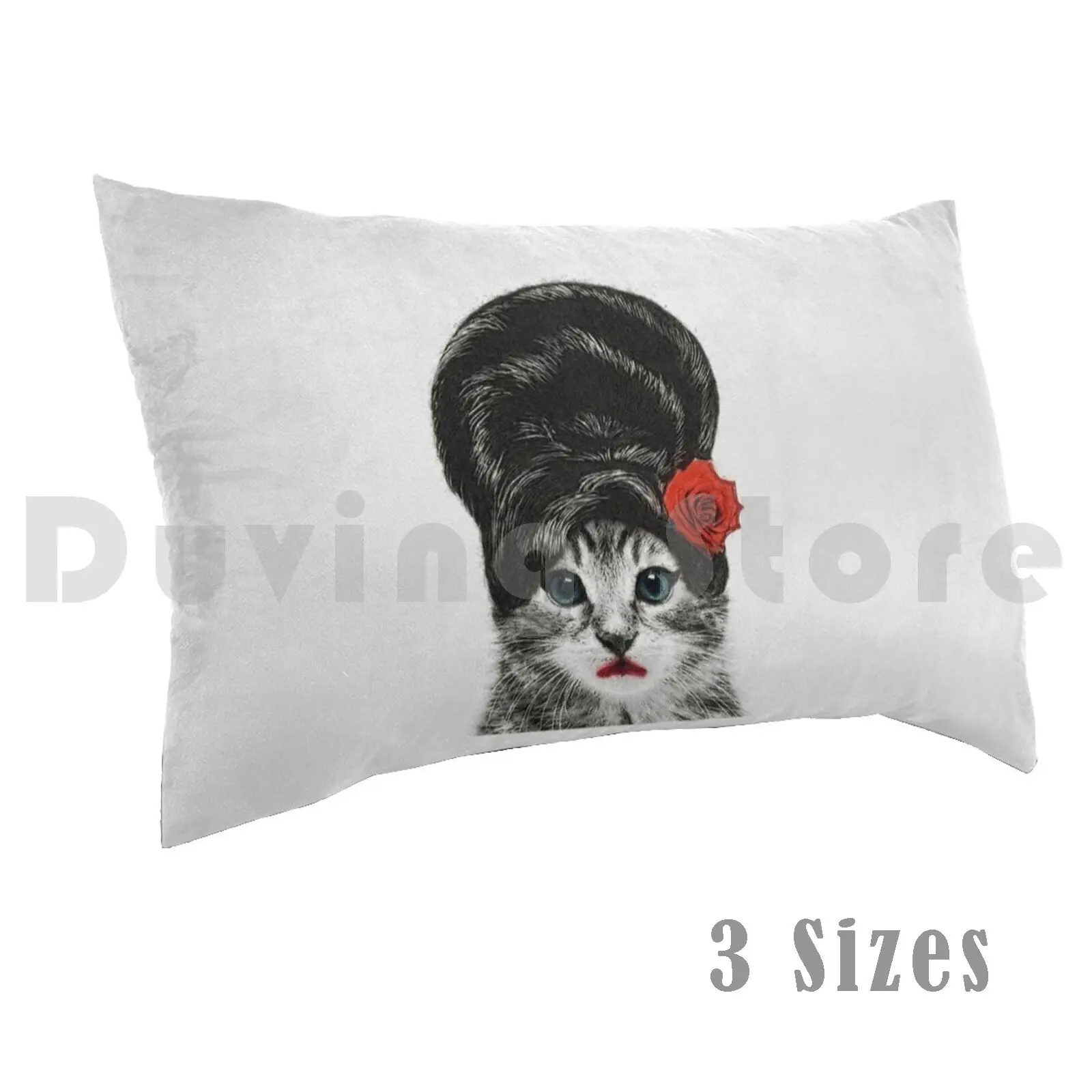 Amy Winehouse Cat Pillow case Amy Winehouse Cat Feline Animal Back Black Rose Singer Famous