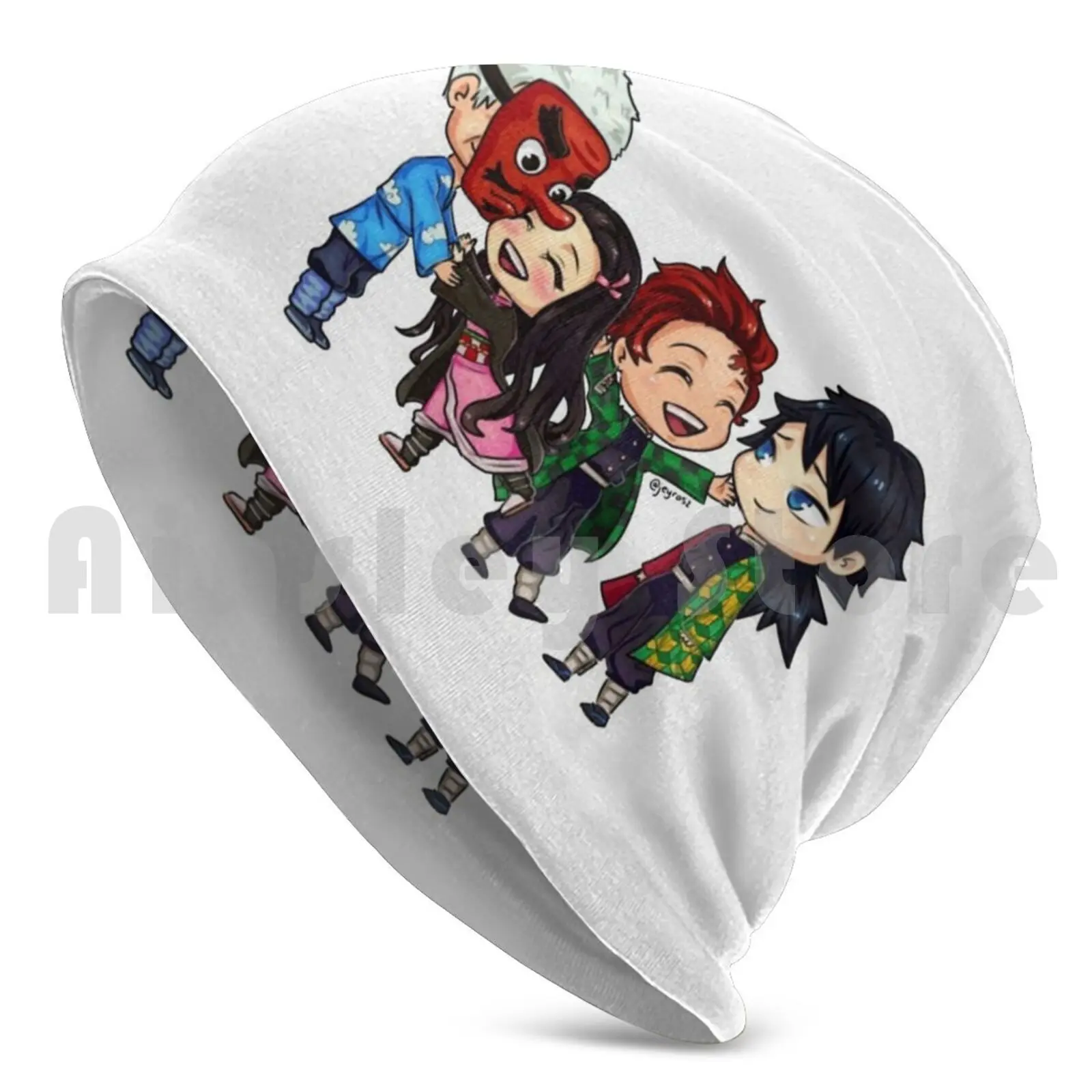 Kimetsu No Yaiba Chibi Version 2 Beanies Knit Hat Hip Hop Kimetsu No Yaiba Demon Tanjiro Nezuko Tomioka image 2