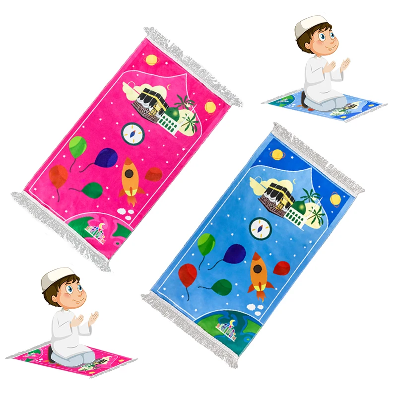 Zachte Kids Kinderen Gebed Mat Islamitische Moslim Gebed Tapijt Tapis De Priere Islam Eid Gebedskleed Sajda Gift Sajadah Kwastje decor