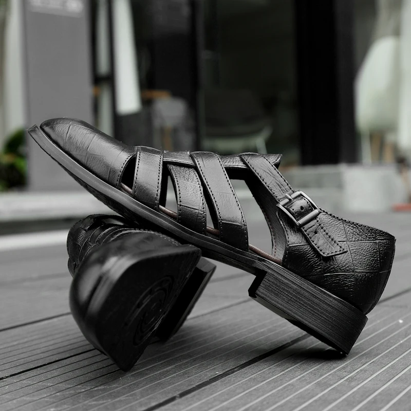 High Quality Big Size men sandals genuine leather sandals Men outdoor casual shoes Breathable Fisherman Shoes men Beach shoes