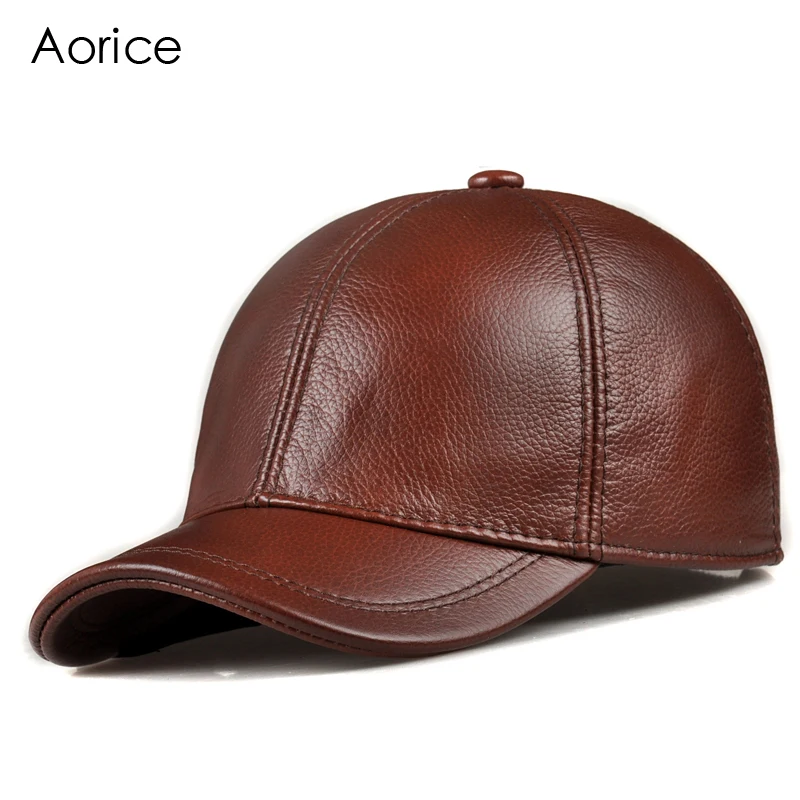 Aorice Fashion Simple Genuine Leather Baseball Cap Hat Men Winter Warm Brand New Cow Skin Women Newsboy Caps Sport Hats HL171-F