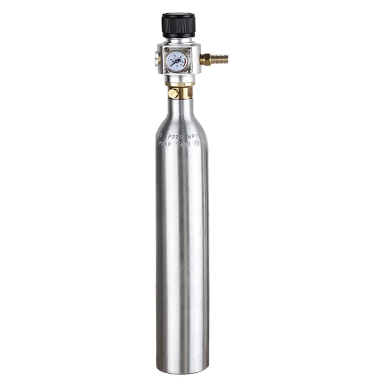 Co2 조절기가 있는 소다 실린더 Co2 병 탱크, 0.6L 고압 가스 병 자작/소다용 알루미늄 Co2 실린더