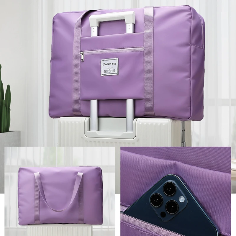 Bolsos de viaje impermeables para hombre y mujer, bolso de hombro de lona de tela de nailon, bolsa de equipaje de viaje, bolsa de noche para fin de