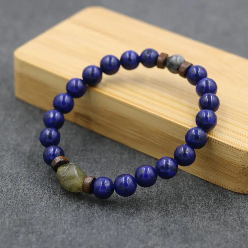 Trendy Men Bracelet Lapis Lazuli Stone Bead Bracelet Natural Irregular Moonstone Bracelets For Women Man Beads Jewelry Love Gift
