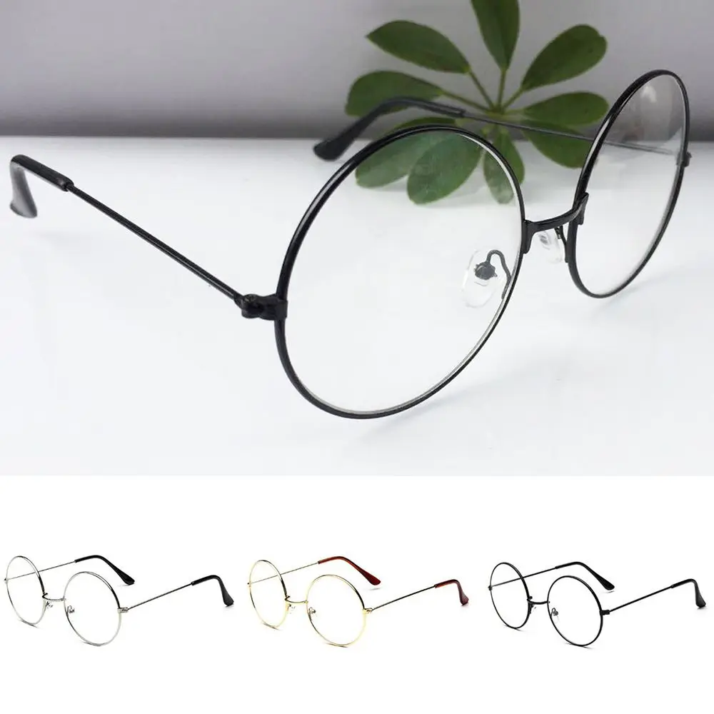 Women Men Fashion Vintage Retro Metal Frames Clear Lens Glasses Eyewear Big Round Circle Glasses