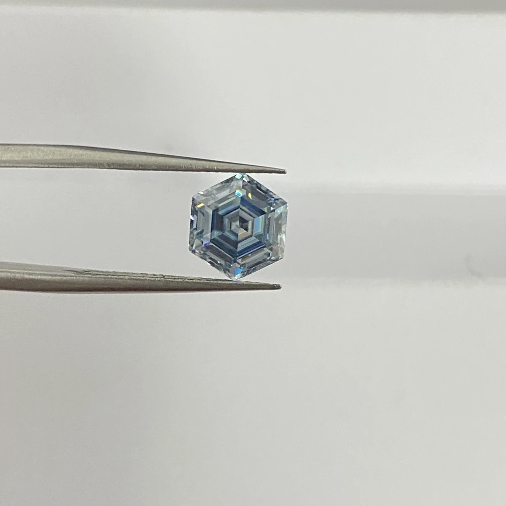 

Hexagon Cut Blue Moissanite VVS1 Clarity Synthetic Lab Created Diamond Gemstones