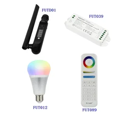 DC12V-24V  miboxer DMX512 wireless FUTD01 LED Transmitter Fut012 9W RGB+CCT LED Bulb Fut039 2.4GHz RGB+CCT LED Strip Controller