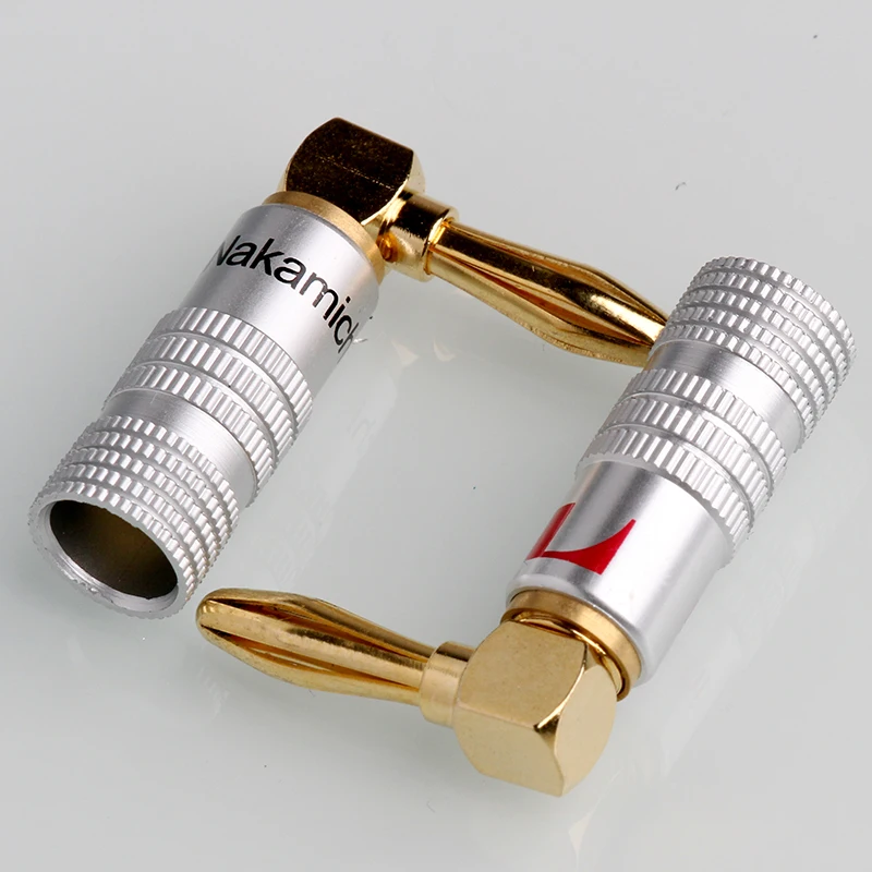 8PCS Banana Plug Right Angle 90 Degree 4mm Gold-Plated Video Speaker Adapter Audio Connector Banana Connectors