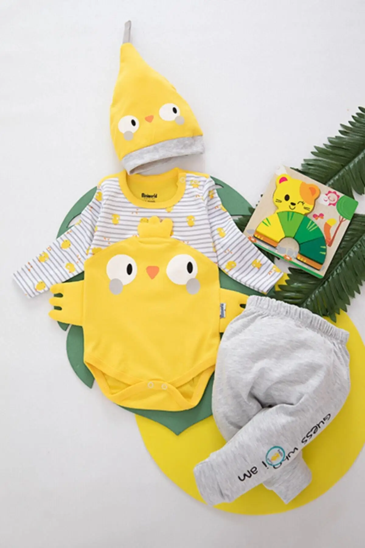 Male Baby Suit Snaps Zıbın Hat Pants Newborn Clothes Long Sleeve Printed Cotton Clothes Set 3 Piece Spring 2021