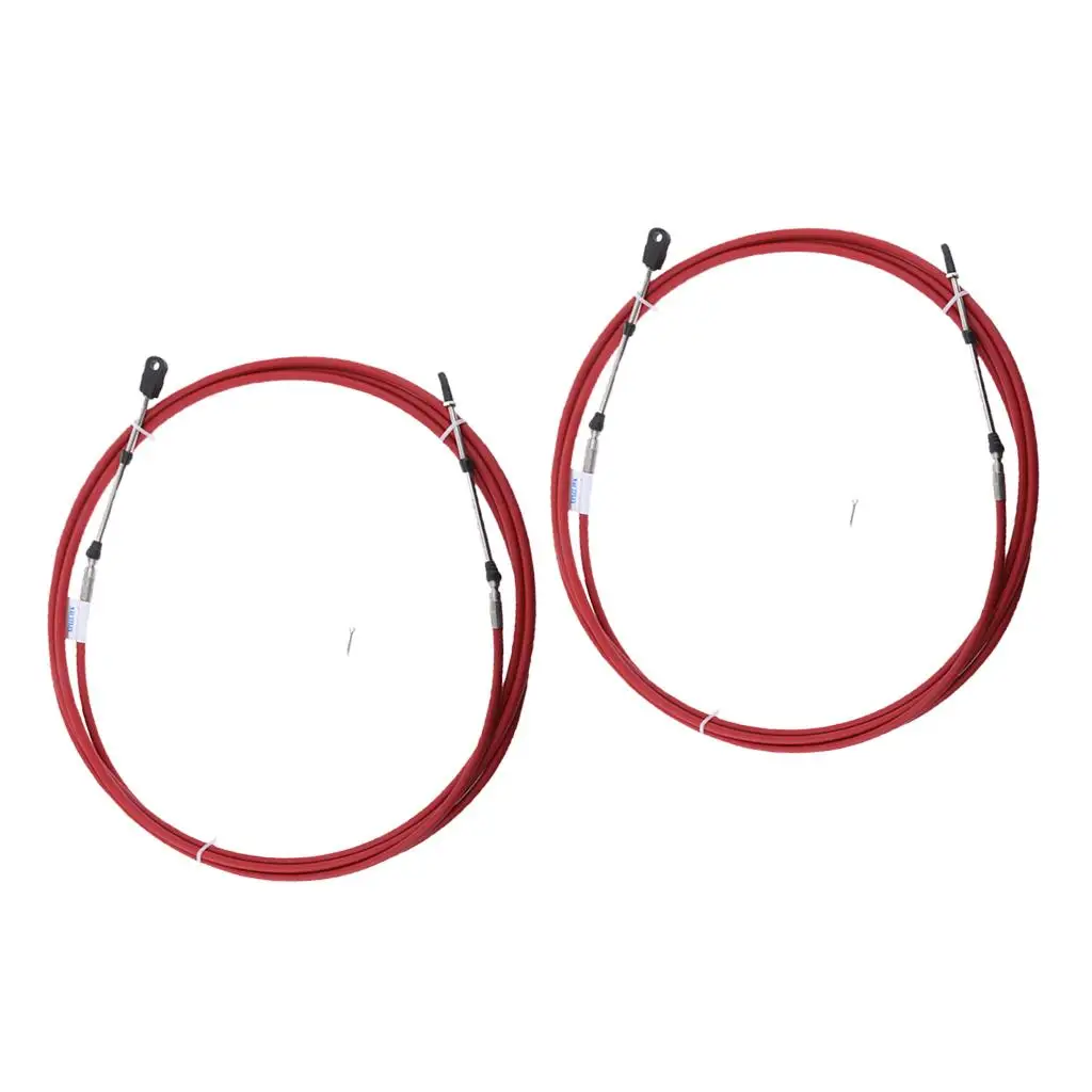 Conjunto de Cable de Control de cambio de acelerador fuera de borda para sistema de dirección de barco marino, rojo, 14 pies, 2 piezas