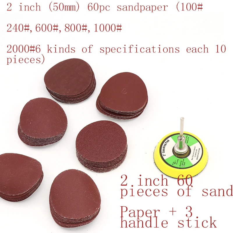 60/100pcs 100-3000 Grit Sanding Disc Set 1/2 inch 25/50mm   Loop Sanding Pad with 3mm Shank For Polishing Cleaning Tools