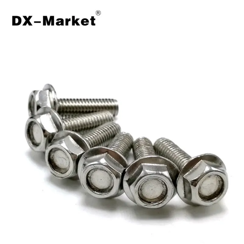 M8 Hex Flange Screw Motor Vehicle Bolt , 304 Stainless Steel Metric Hex Head Flange Engine Fasteners 10mm-100mm ,A028