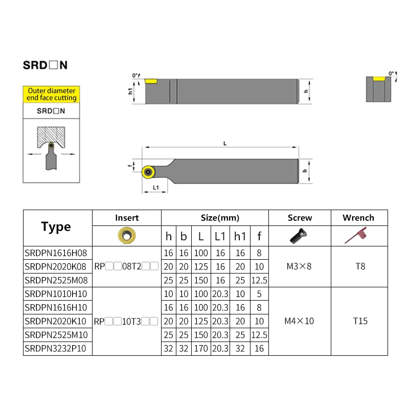 SRDPN SRDPN1616H08 SRDPN1212H10 SRDPN1616H10 SRDPN2525M12 lathe cutter cnc turning tool holder RPMT/RPGT08/10/12 carbide inserts