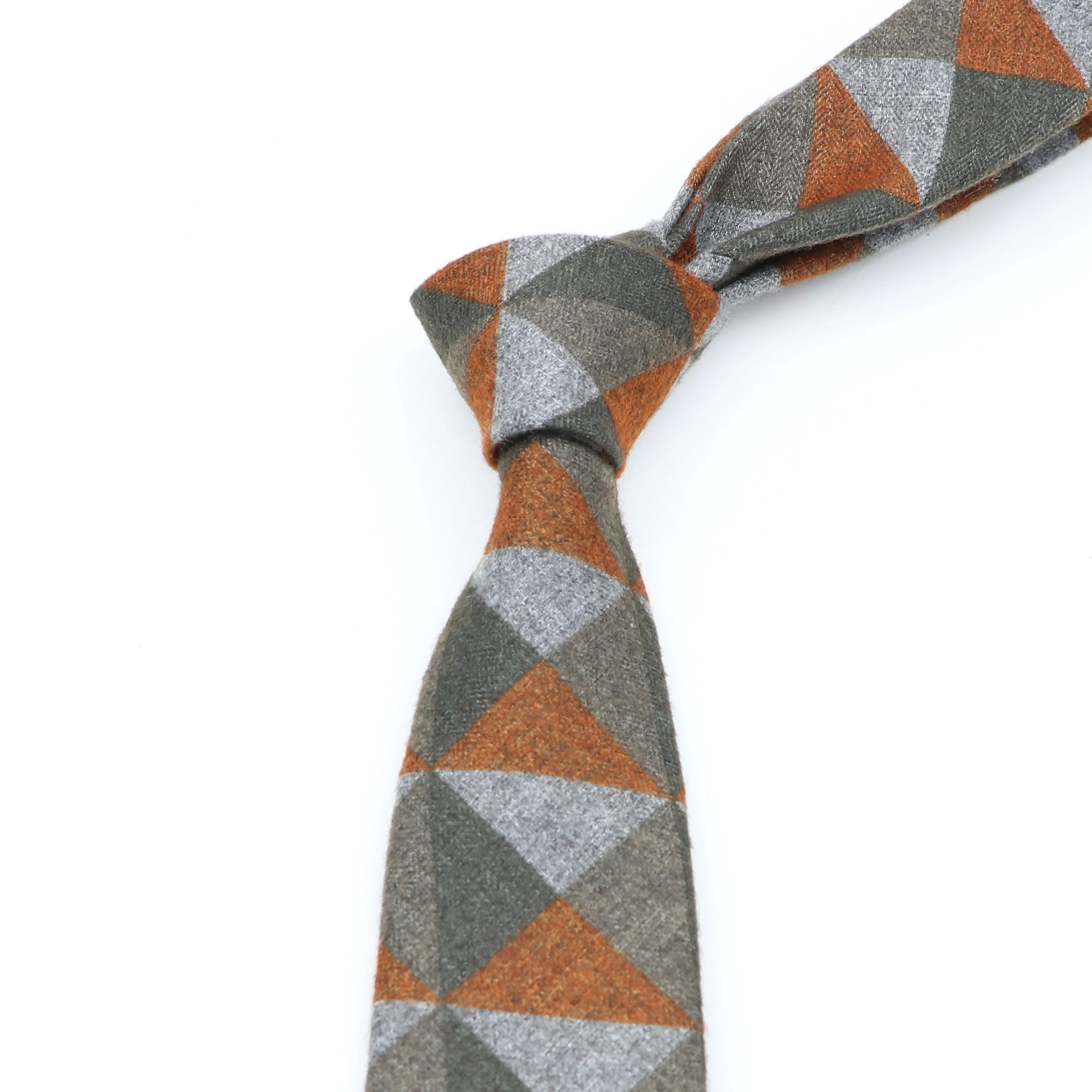 Men\'s Business Diamond Check Tie Artificial Wool Cotton Dark Color Tie Striped Black Grey Necktie For Daily Accessory Paty Gift