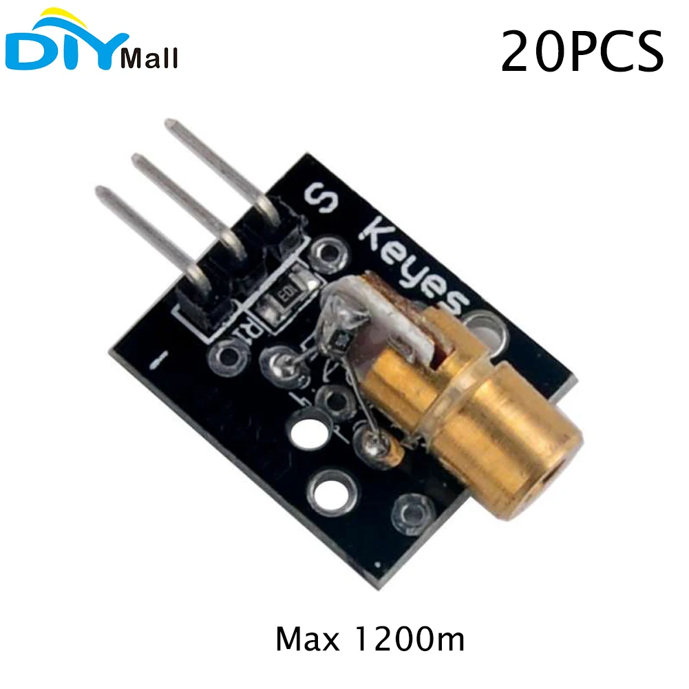 20pcs Keyes 5V Laser Head Dot Diode Board 5MW 650NM 6mm OD Max 1200m KY008 Laser Tube Module for Arduino