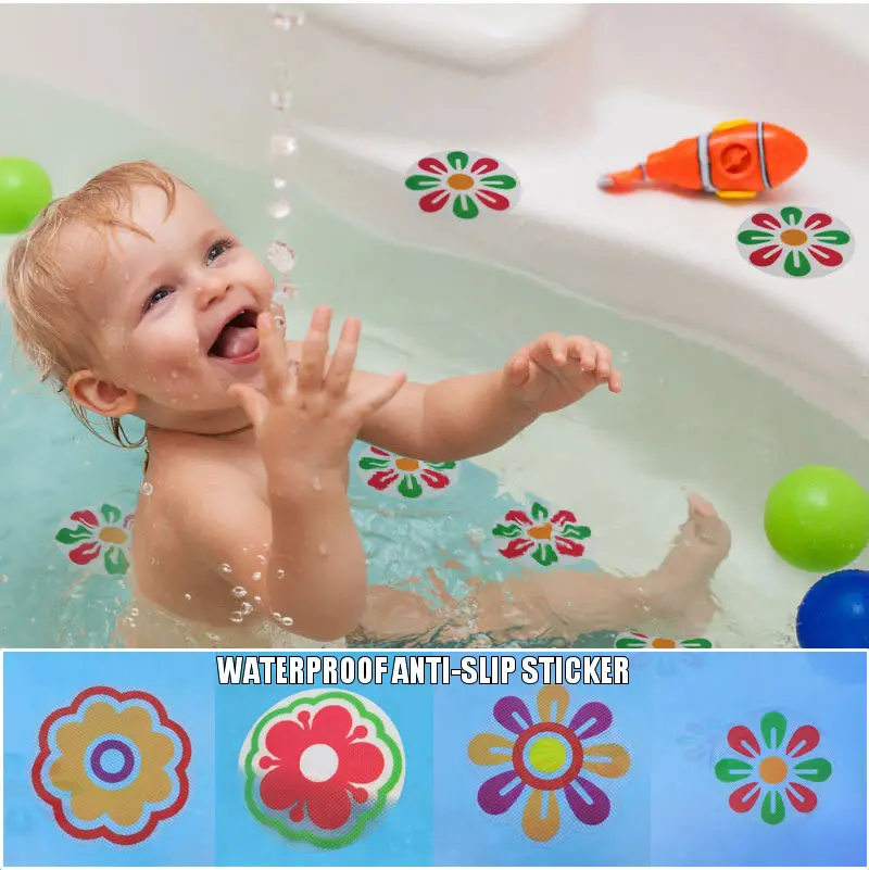 6/10pcs Creative PEVA Anti-Slip Flower Sticker Waterproof Cartoon Bath Mat For Bathroom Bathtub Shower Kid\'s Room Stair Sticker