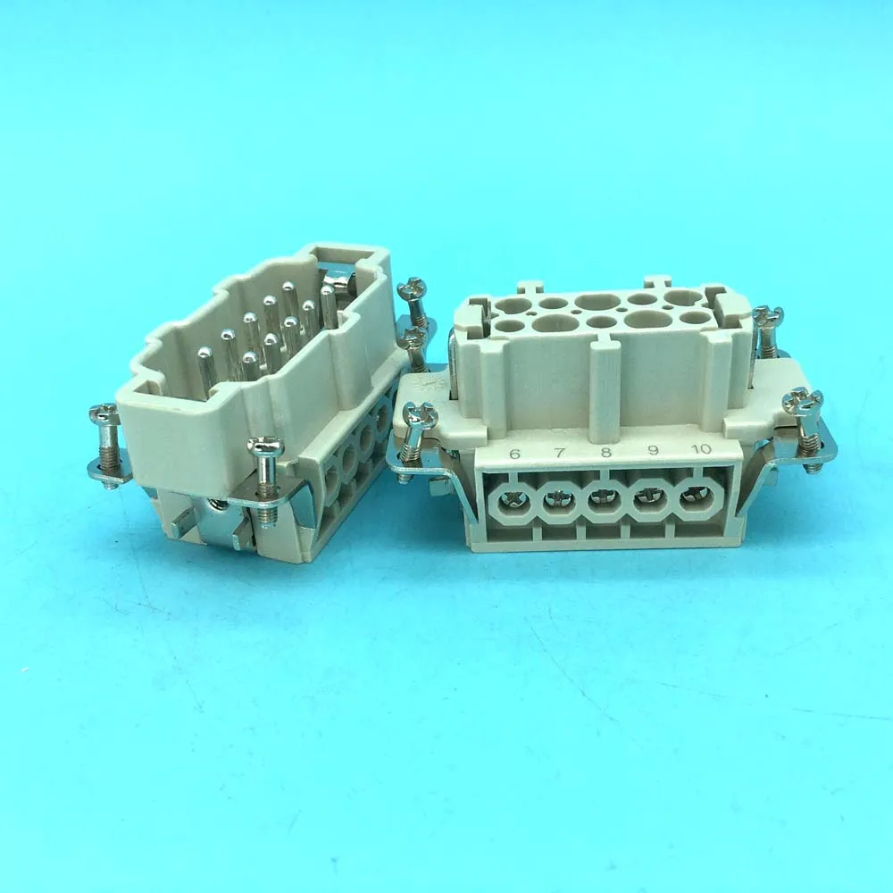 

1 Set HDC-HE-010M HDC-HE-010F 10-pin Core heavy-Duty Male & Female Cable Connector 16A 500V Aviation Plug