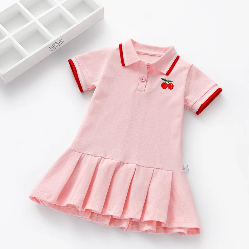 3-13y Kids Polo Shirts Summer Girls Tops Tees Short Sleeve Striped Cotton Breathable Loose Comfortable Children Clothes Hy29