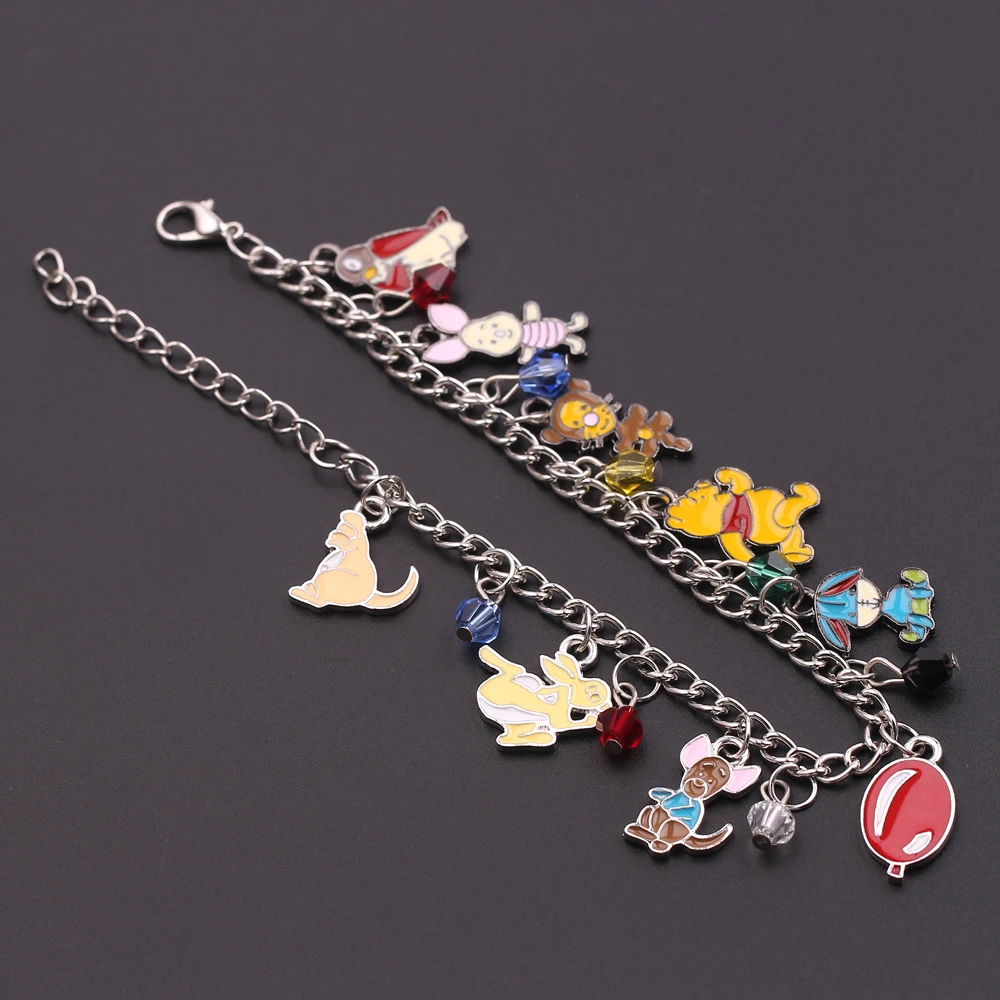 Animated Movie Winnie The Pooh Bracelet Cute Cartoon Role Pooh Bear Piglet Tigger Rabbit Eeyore Pendant Bracelet Jewelry