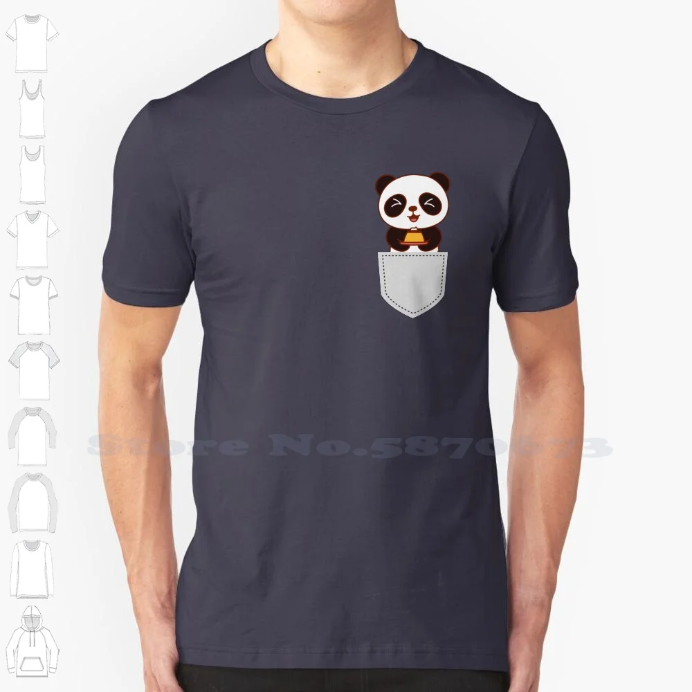 Kawaii Pocket Friends-Panda Cake 100% Cotton T-Shirt Kawaii Pocket Friends Panda Cake Pandas Cute Pets Animals Enterprises