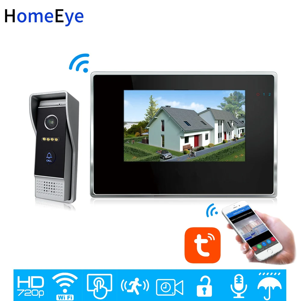 

TuyaSmart App Supported WiFi IP Video Door Phone Video Intercom Home Access Control System Motion Detection 7inch Touch Screen