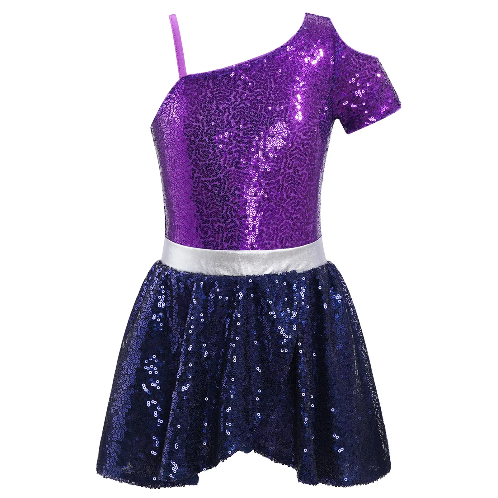 Kids Girls Dance Wear Tutu Ballerina Costume Sequins Figure Skating Dress Roller Ice Skate Ballet Dance Gymnastics Leotard Dress