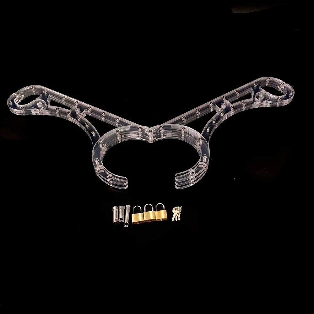 Clear Crystal Pillory Cangue Neck Collar Oval Handcuffs Wrist Restraint Lock Slave Bondage Yoke Adults Sex Toy For Male Female