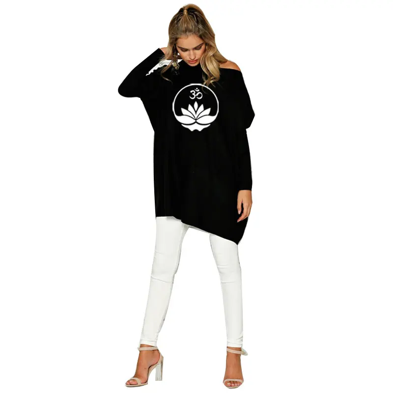 Buddha Buddhism  Om Zen Meditation print Women's top New Cotton long sleeve T-shirt in autumn and winter