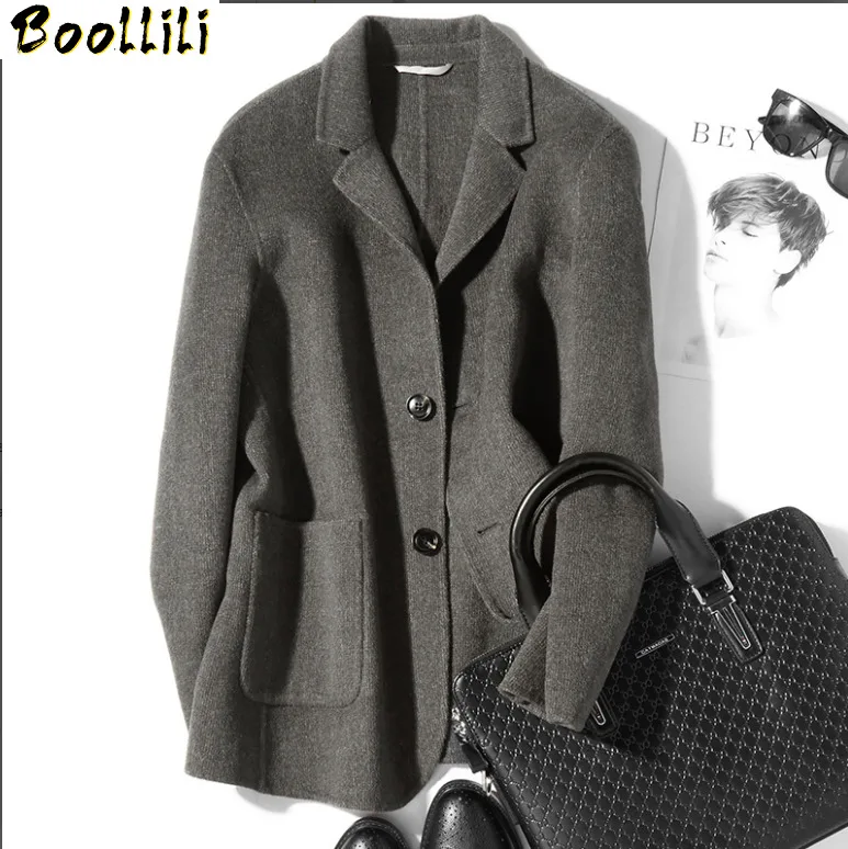 

2023 New Boollili Men's Wool Coat Korean Double-sided Woolen Jacket Overcoat Mens Coats and Jackets Gray