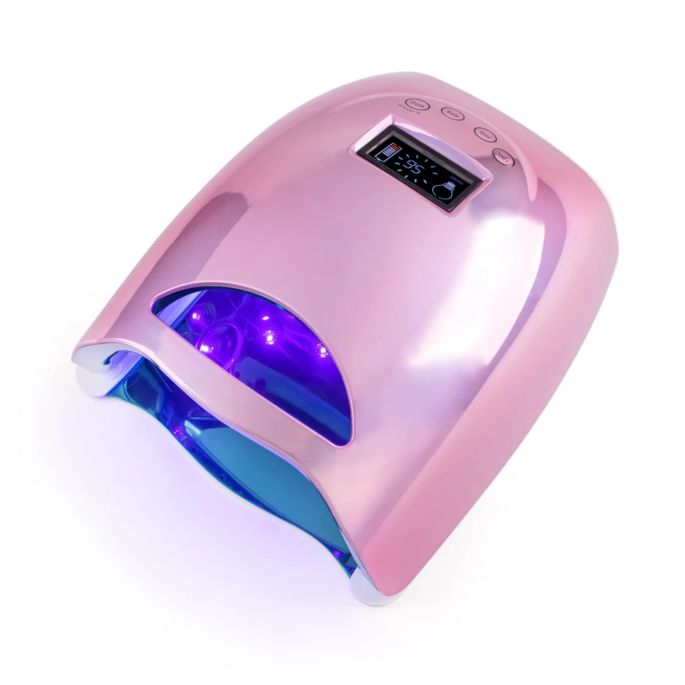 Plating Pink 48W Cordless UV LED Nail Lamp for Manicure Rechargeable Battery Nail Dryer For Curing Gel Polish Lamp 48