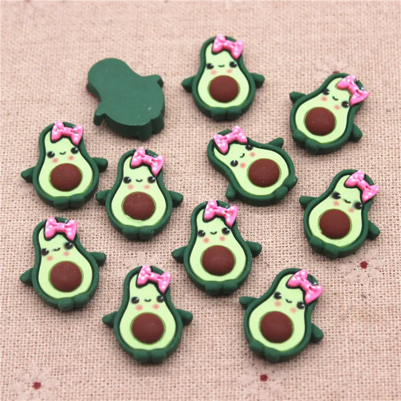 10pcs Kawaii Resin Cartoon Avocado Flatback Cabochons DIY Hair Bow Centers Scrapbooking Decoration,20*22mm