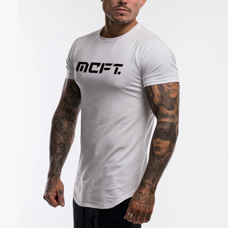 New Fitness Sport Shirt Men Cotton Slim Fit Men Gym T Shirt Sport Tees Weightlifting Workout tshirt