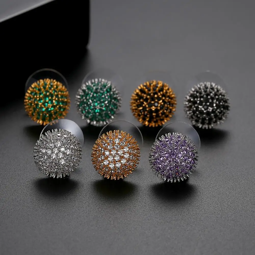 LUOTEEMI Cute Multicolor Full Cubic Zircon Fashion Statement Jewelry Stud Earrings for Women Dating Party Friend Christmas Gifts