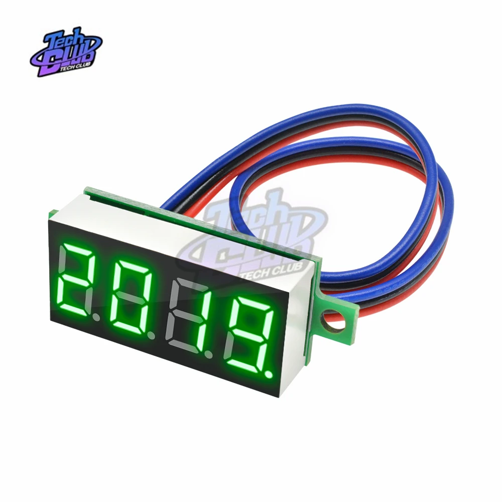 Mini voltímetro Digital de 0-100V, 0,36 pulgadas, medidor de voltaje de CC de 4 dígitos, Panel eléctrico, medidor de voltaje, tres cables