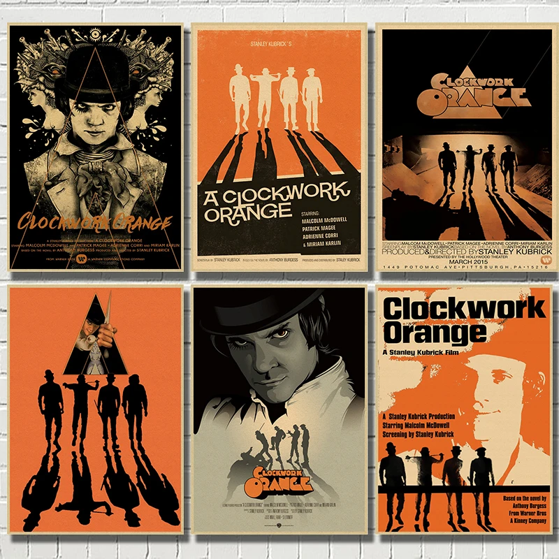 Classic Movie A Clockwork Orange Poster Home Furnishing decoration Kraft Movie Poster Drawing Wall stickers decorative painting