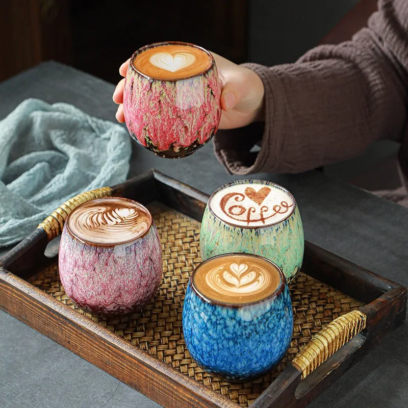 

250ml Retro Kiln Ceramic Espresso Coffee Cup Home Kung Fu Tea Cup Creative Design Home Water Cup Latte Cup