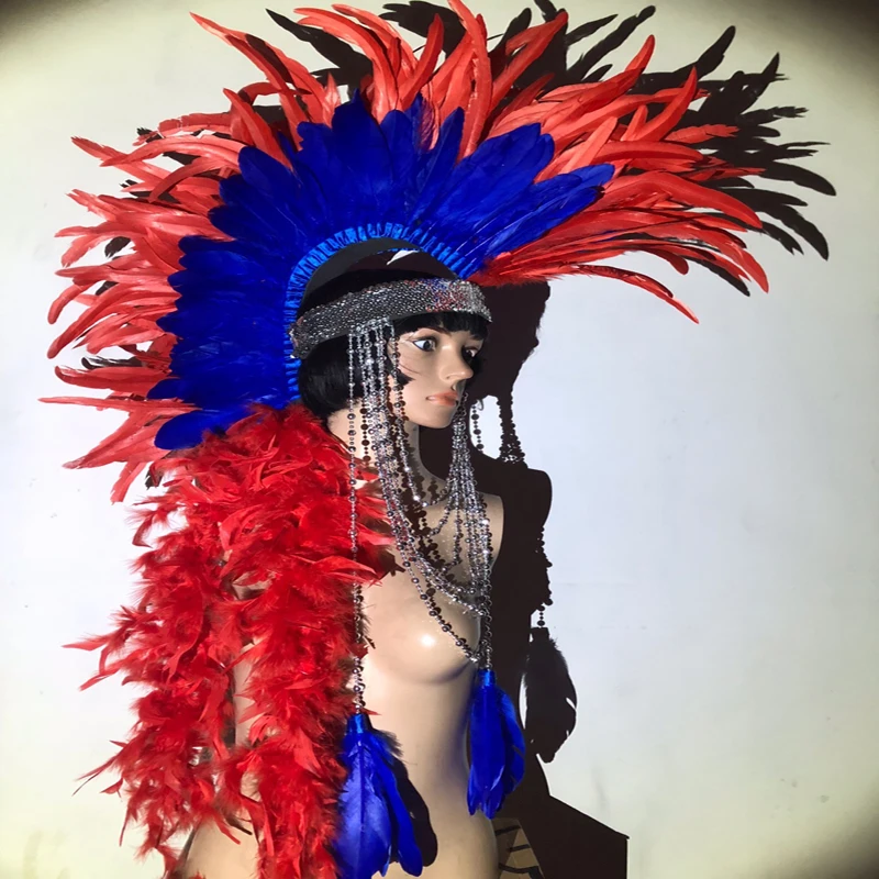 Stage show feather hat sexy indian carnival headgear Club dance headwear