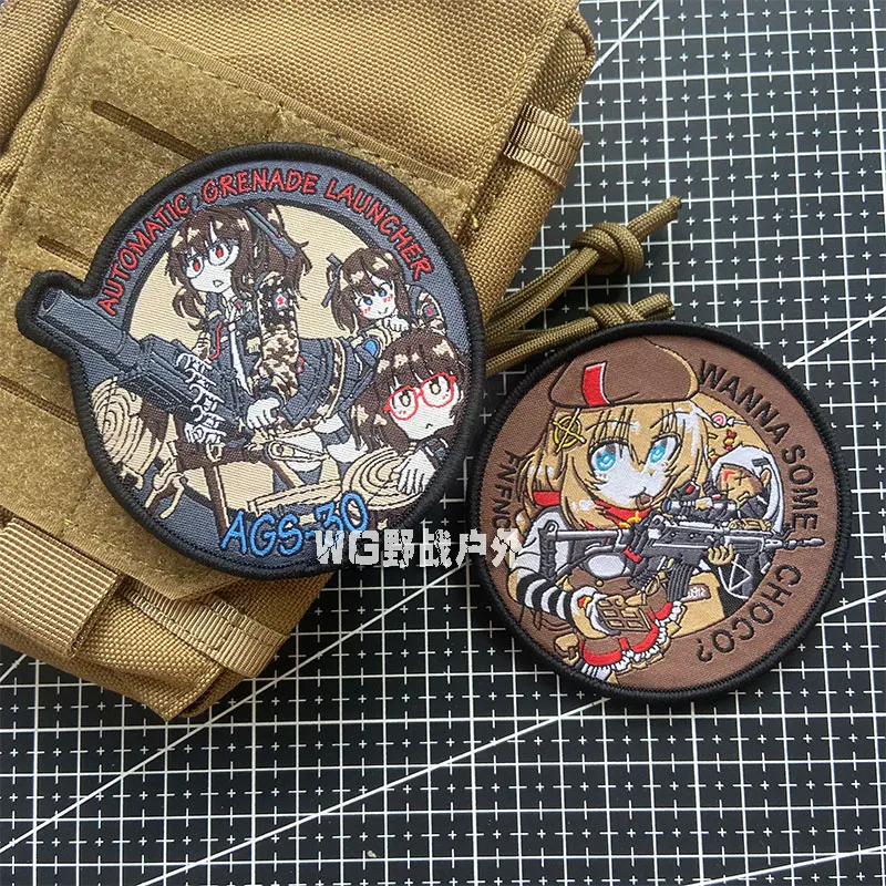 Girls Frontline Gun Warrior Tactical Embroidery Patches Team Two Dimensions Anime Military Badge for Clothes Backpack