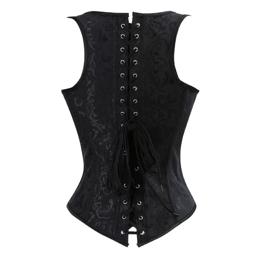 Women Gothic Sexy Jacquard Underbust Corset Vest Slimming Waist Training Brocade Straps Corsets Bustiers Top Plus Size S-6XL