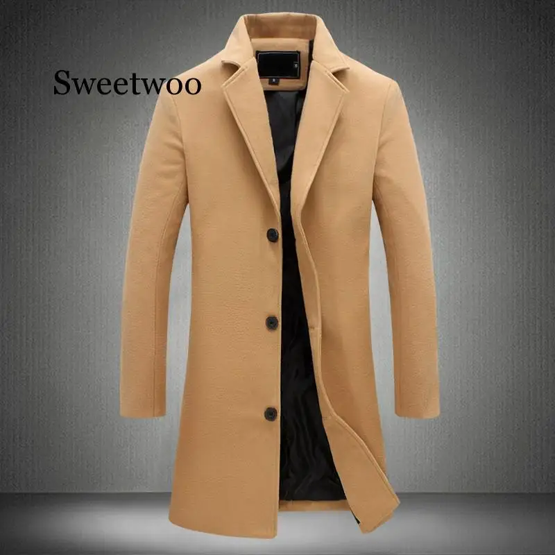 

Men Fashion Jackets Men Slim Fits Coats Business Mens Long Winter Windproof Outwears 5XL Black