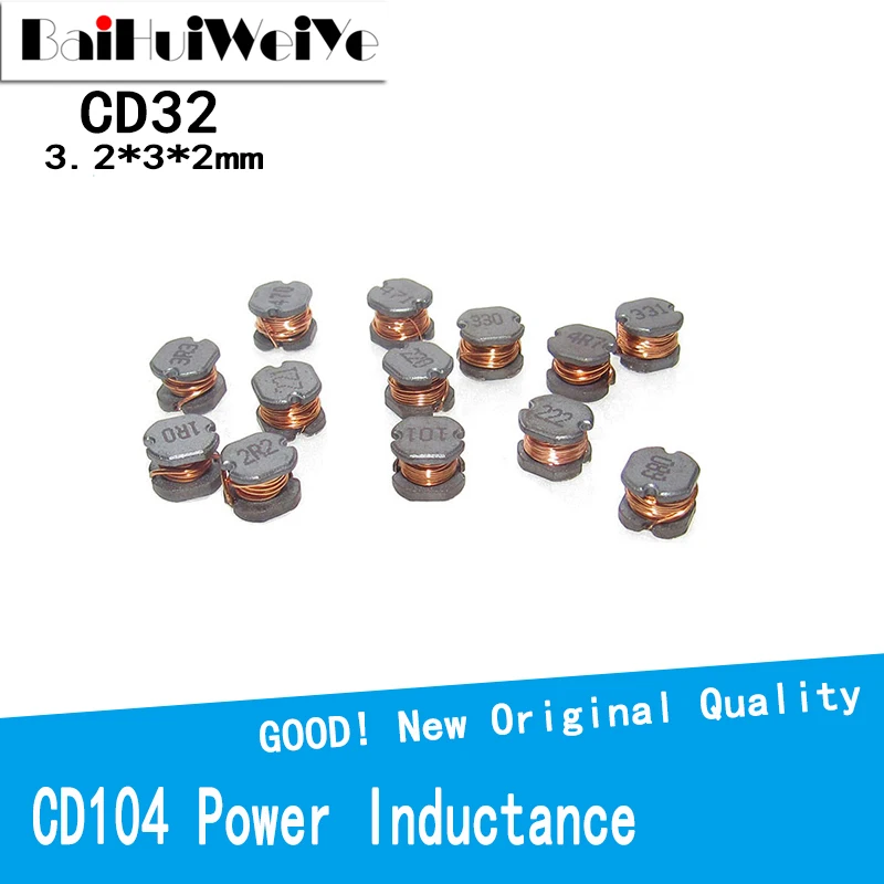 

20Pcs/Lot Power Inductance CD32 CD32R Shielded Inductor SMD Inductor 3.2*3*2mm 2.2/3.3/4.7/6.8/10/15/22/33/47/68/100/150/220UH