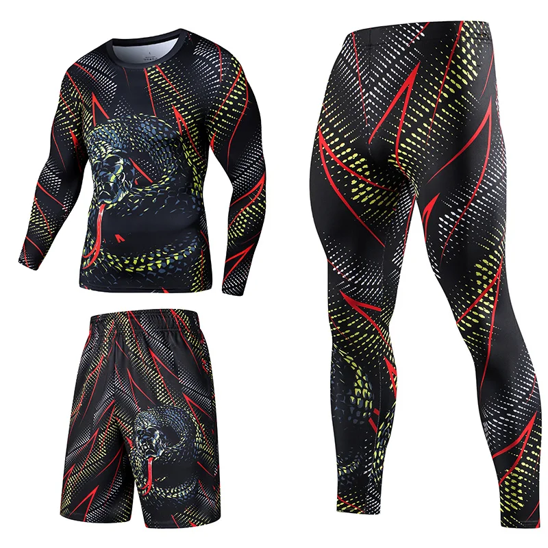 3 Piece Sportwear Long Sleeve Top Leggings  Shorts  Unique Graphic For Baseball Football