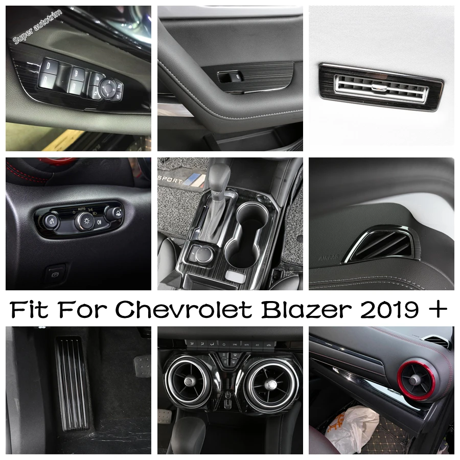 

Interior Parts For Chevrolet Blazer 2019 - 2022 Window Switch / AC Vents / Headlamp Button / Gear Shift Cover Trim Black Brushed