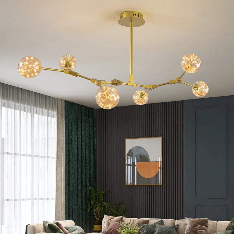 Nordic Pendant Lamp Modern Led Chandelier Atmospheric Molecular Magic Bean Lanterns Living Room Dining Room Black Gold Lighting