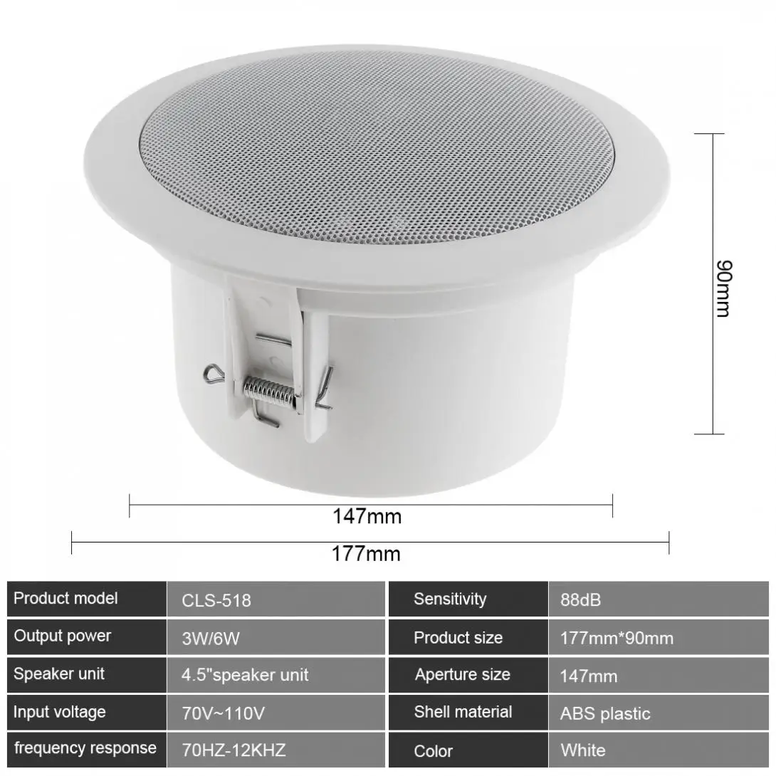 6W Fashion Waterproof Household Embedded Soundbar Ceiling Speaker Public Broadcast  Background Music Speaker for Home Restaurant