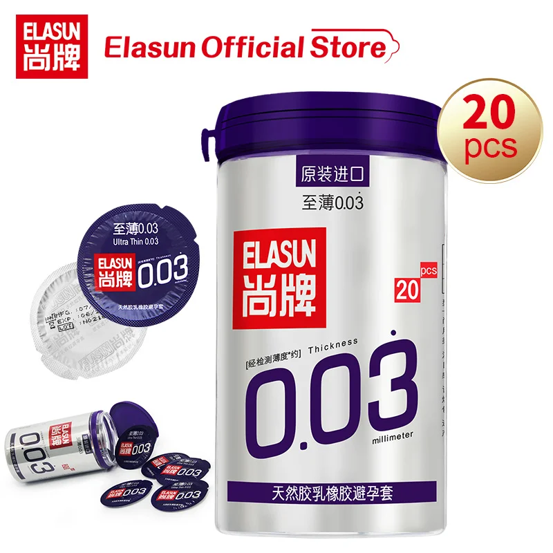 Elasun Condom Ultra Thin 0.03mm Thickness Sensitive Touch Scream G Point Orgasm Lubrication Intimate Goods For Couples For Sex